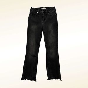 Madewell Cali Demi Boot Jeans Size 25 Black Bleached Raw Hem Ankle Length